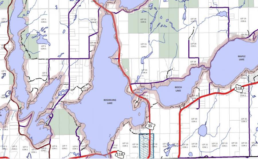 Zoning Map of Boshkung Lake in Municipality of Algonquin Highlands and the District of Haliburton